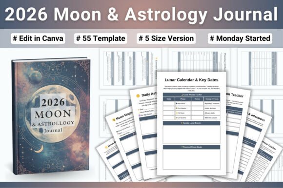 🌙 2026 Moon Astrology Journal: A Guide to Lunar Wisdom and Cosmic Self-Discovery