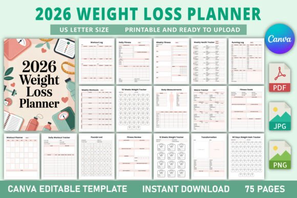 2026 Weight Loss Planner KDP Interior