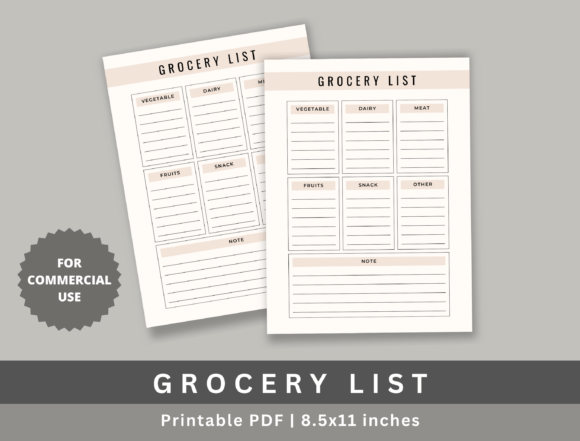 grocery list kdp